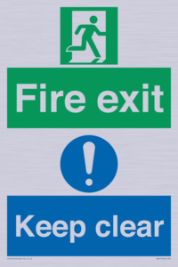 Fire exit Keep clear dual sign